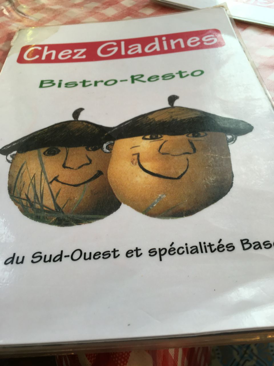 Chez Gladines - le menu