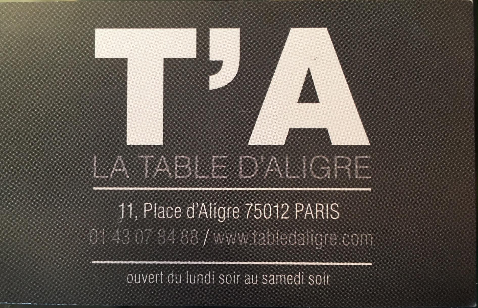 Table Aligre Carte