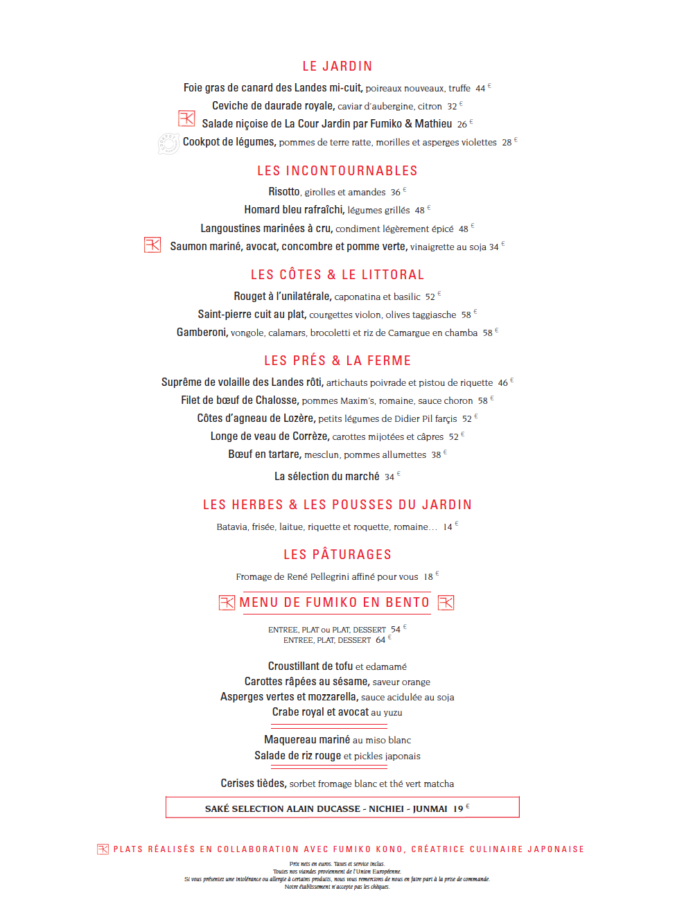 Cour Jardin - la carte