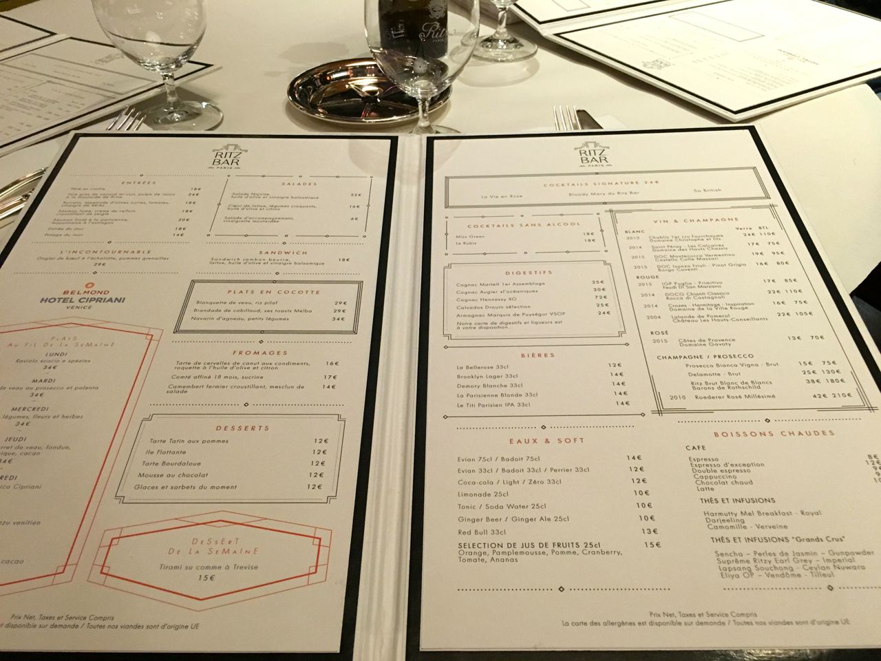 déjeuner au Ritz Bar