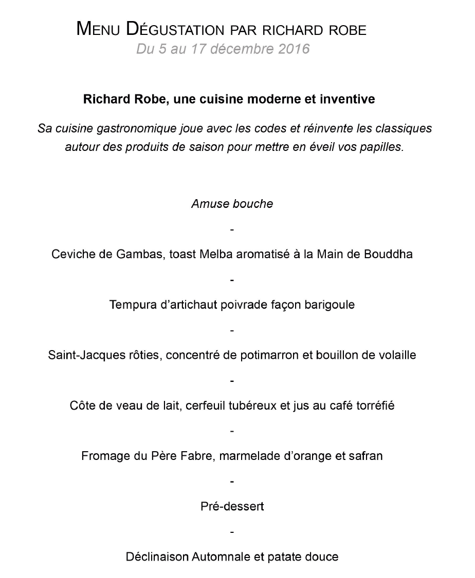 Menu dégustation - le V