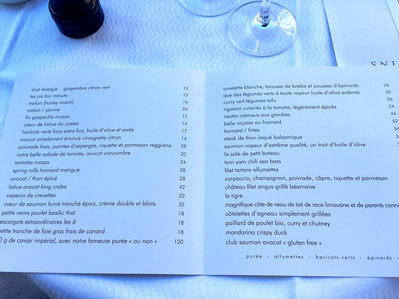 Restaurant l'Avenue - La carte