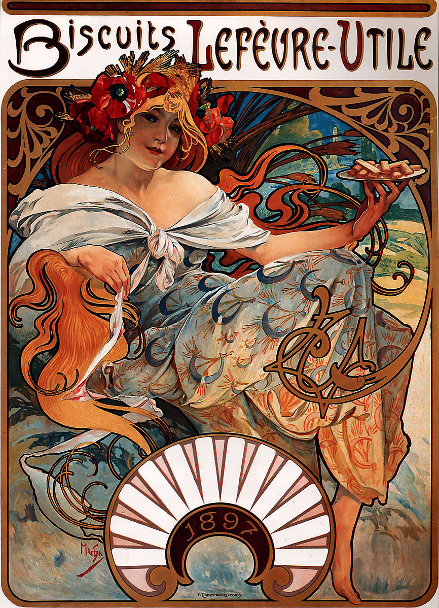 Alfons Mucha 1896 Biscuits Lefèvre Utile